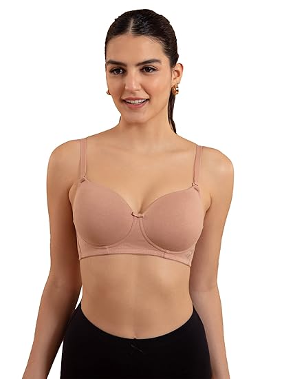 NYKD Women’s Cotton Lightly Padded Wire-Free Full Coverage T-Shirt Bra
